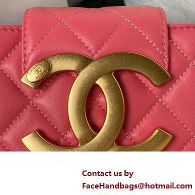 Chanel Lambskin  &  Gold-Tone Metal Baguette Bag AS4611 Fuchsia 2024